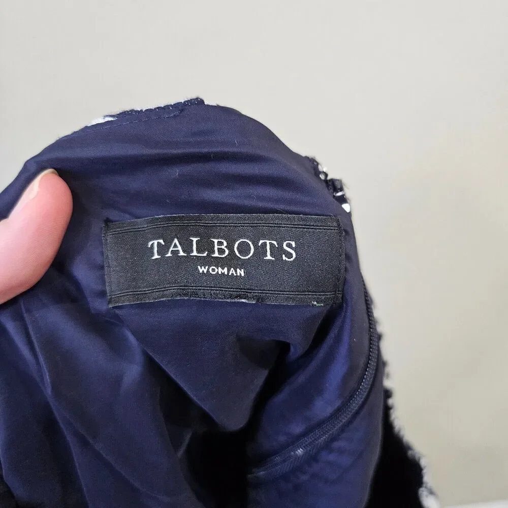 Talbots Womens Geometric Pencil Skirt Blue White Business Career Work Dressy